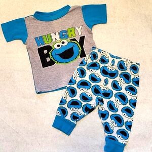 Sesame Street Cookie Monster snug fitting two piece pajama set